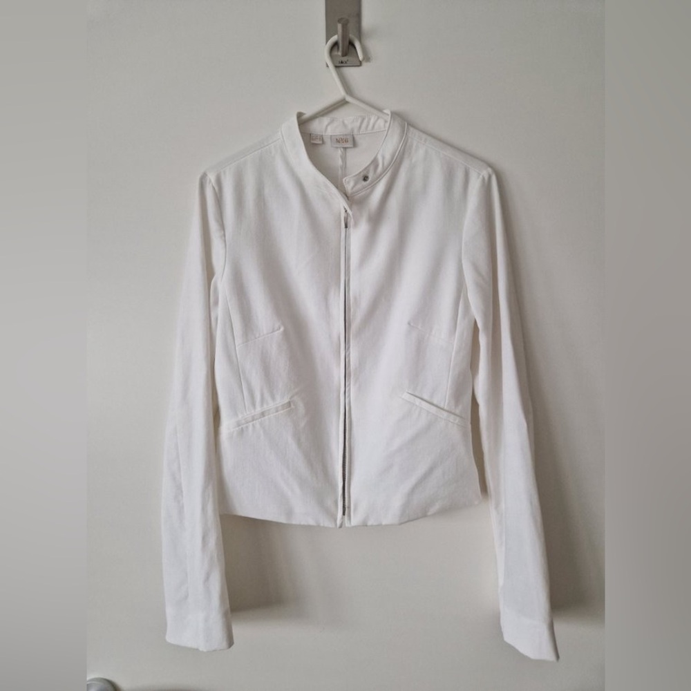 MANGO Crisp White Women's Linen Jacket